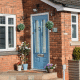 Solidor Pottery Blue Front Door with floral decorations