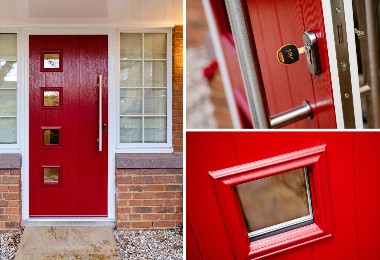 Milano style composite door in red