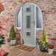 Image of arched, Genoa style Solidor in Pebble Grey with arched plants and flowers