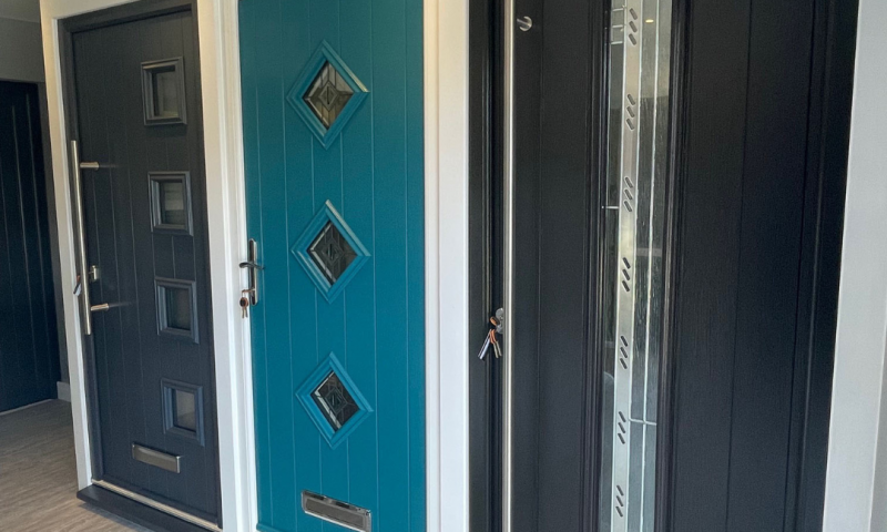 Art on Glass showroom featuring Solidor front doors and accessories